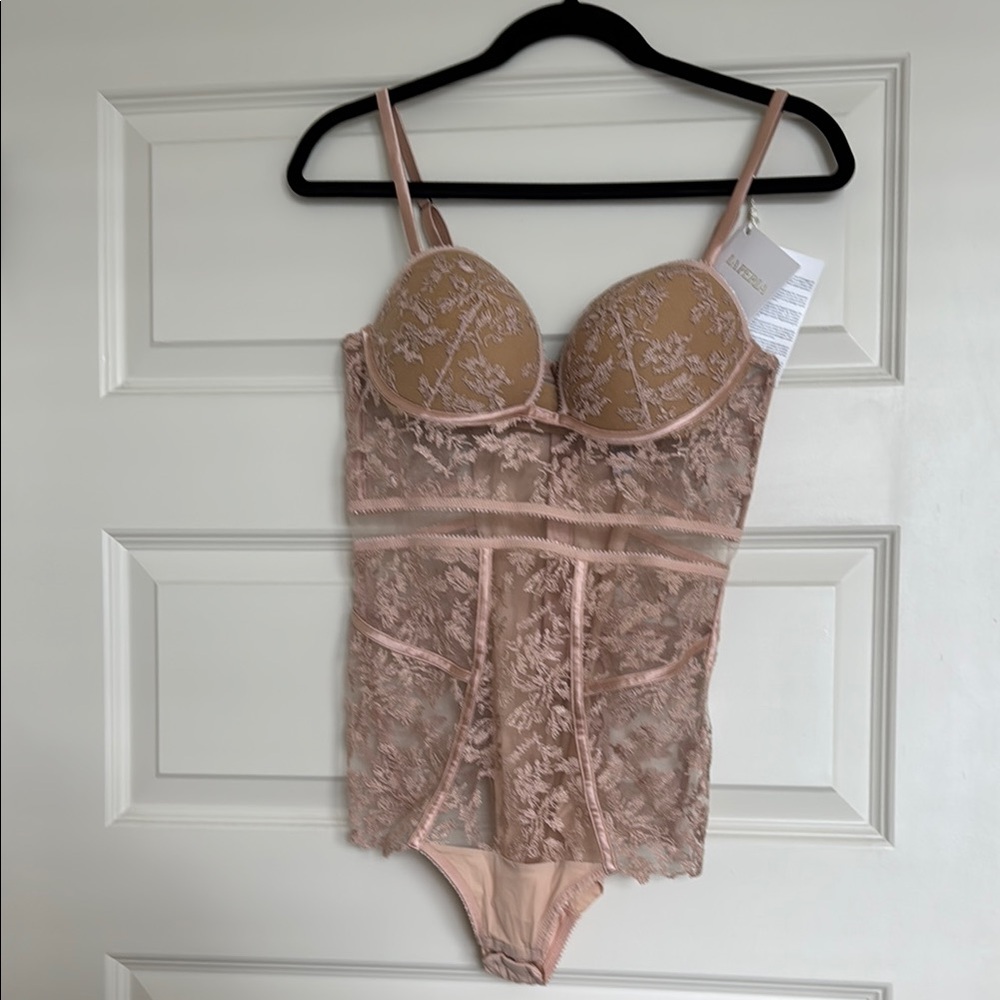 Elegant Lace Bodysuit in Blush Pink